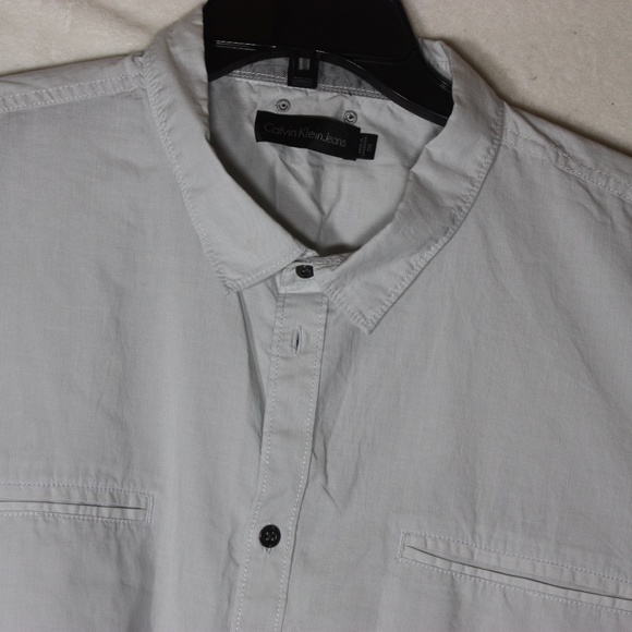 Calvin Klein Men's Shirt XXL Mirage Gray Button Down Long Sleeve NWT 100% Cotton - Picture 5 of 10